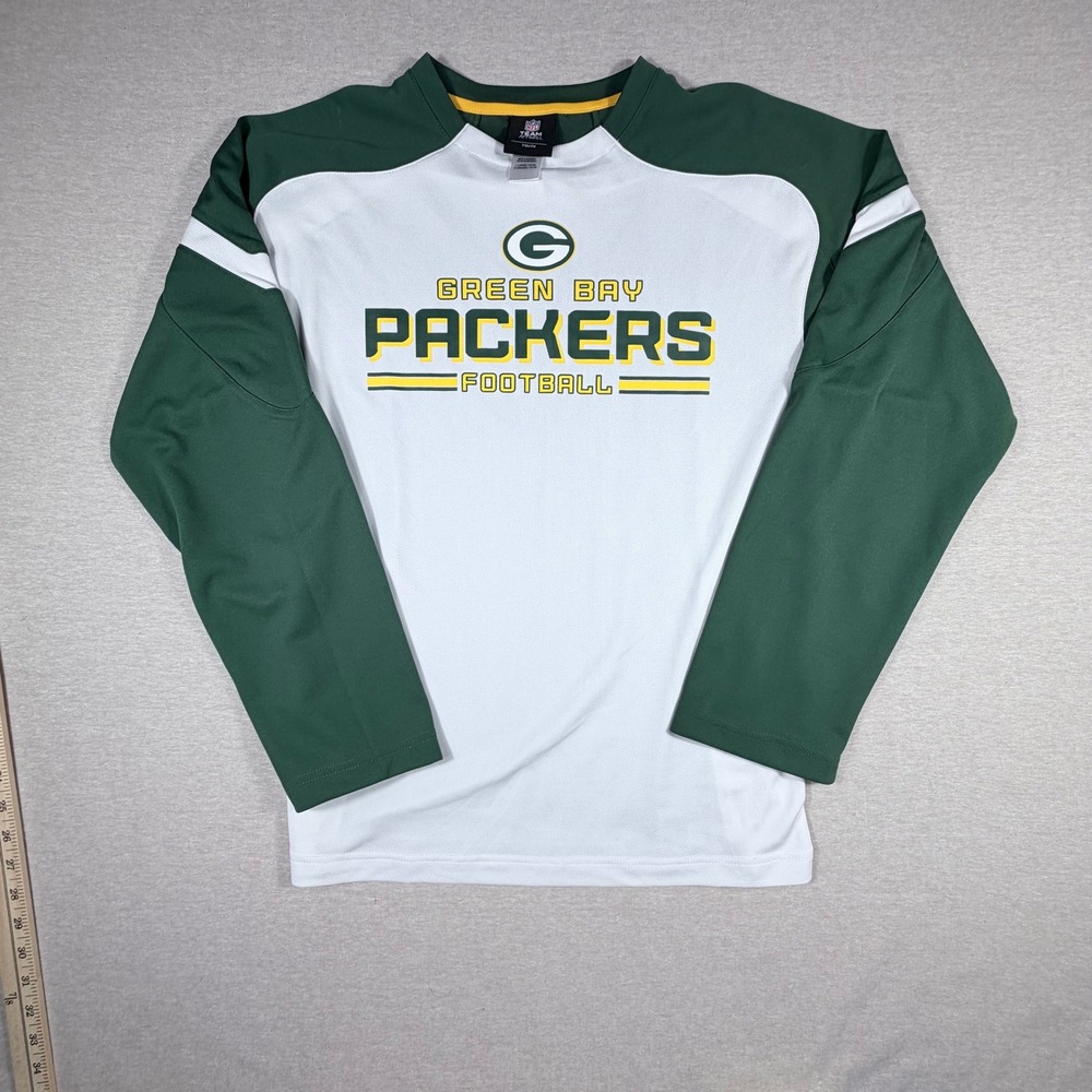 NFL Team Apparel Green Bay Packers Youth Lg 14/16 Long Sleeve Shirt White Green